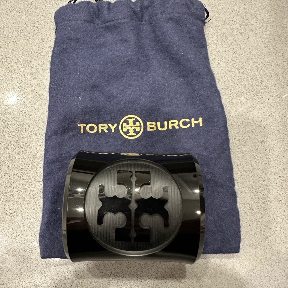 Tory Burch Glossy Black Cuff Bracelet